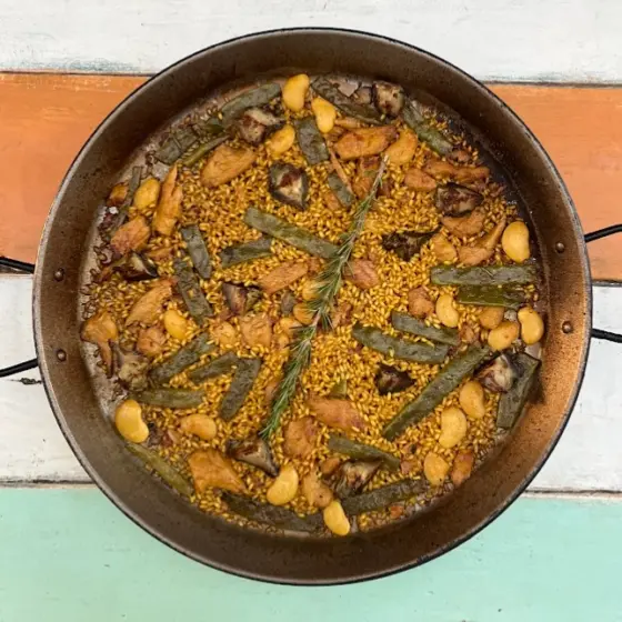 Paella valenciana Vegana