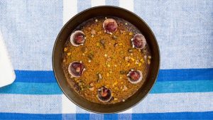 Arroz de vieiras con foie